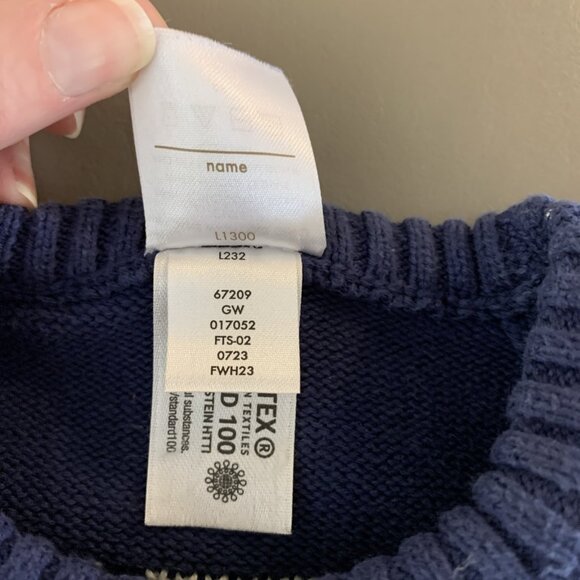 Hanna Andersson 90 3T Holiday Sweater Navy Trees Christmas Pullover Fair Isle - Picture 7 of 12